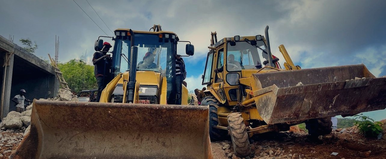 Avivaa backhoe loaders at work on site